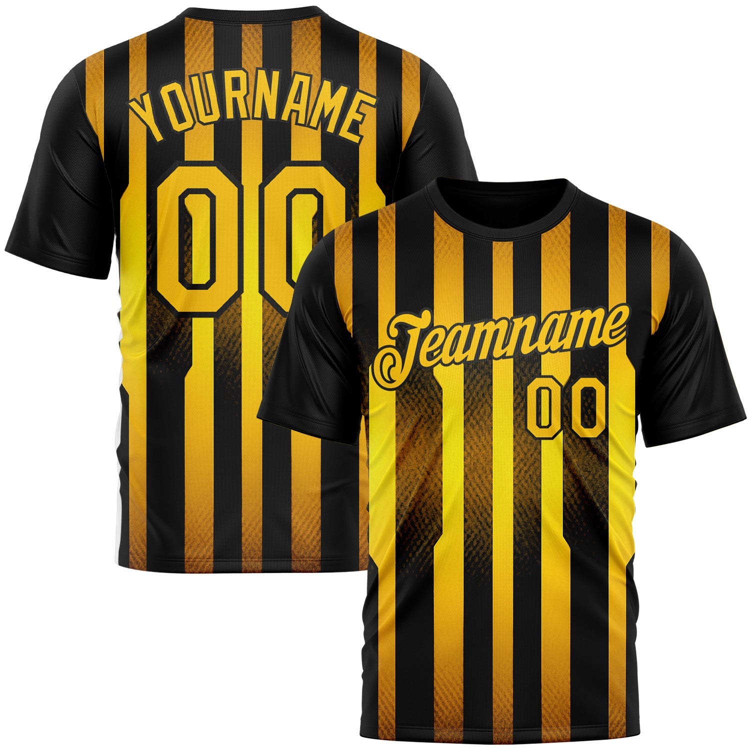 Custom Black Yellow 3D Pattern Design Germany Stripe Sportswear Performance T-Shirt - Main View