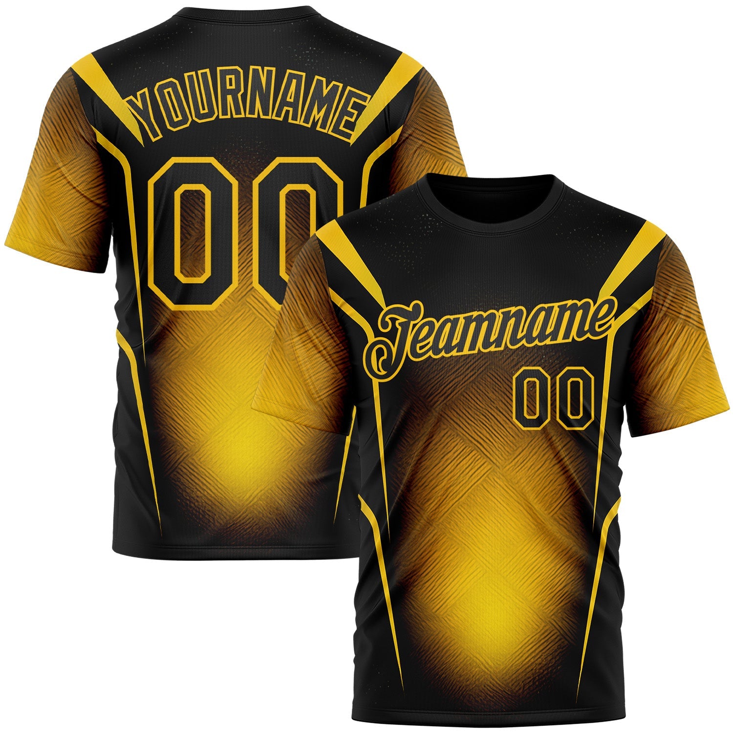 Custom Black Yellow 3D Pattern Design Germany Color Block Sportswear Performance T-Shirt - Main View