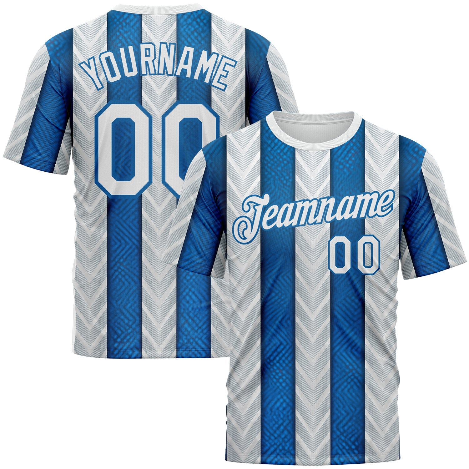 Custom White Blue 3D Pattern Design Argentina Stripe Sportswear Performance T-Shirt - Main View