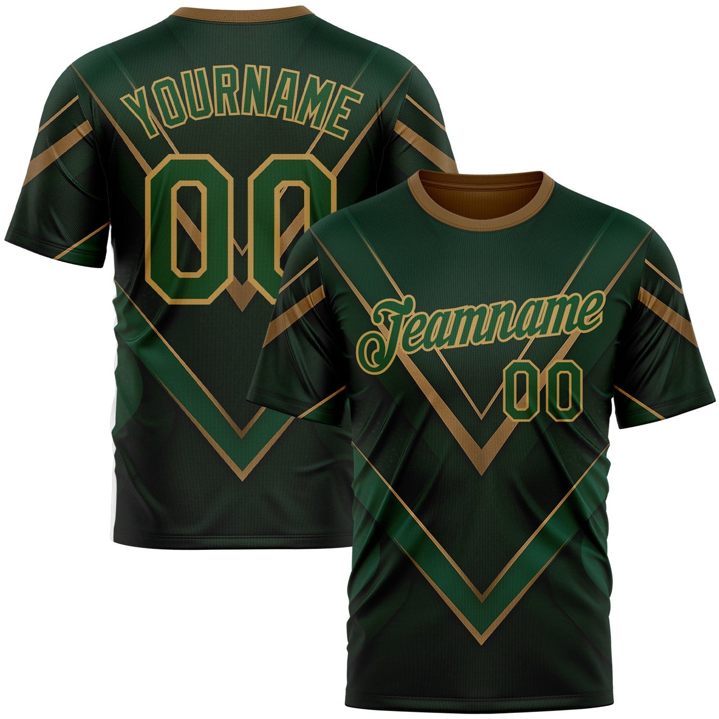 Custom Green Old Gold 3D Pattern Design Mexico Africa Sportswear Performance T-Shirt - Main View