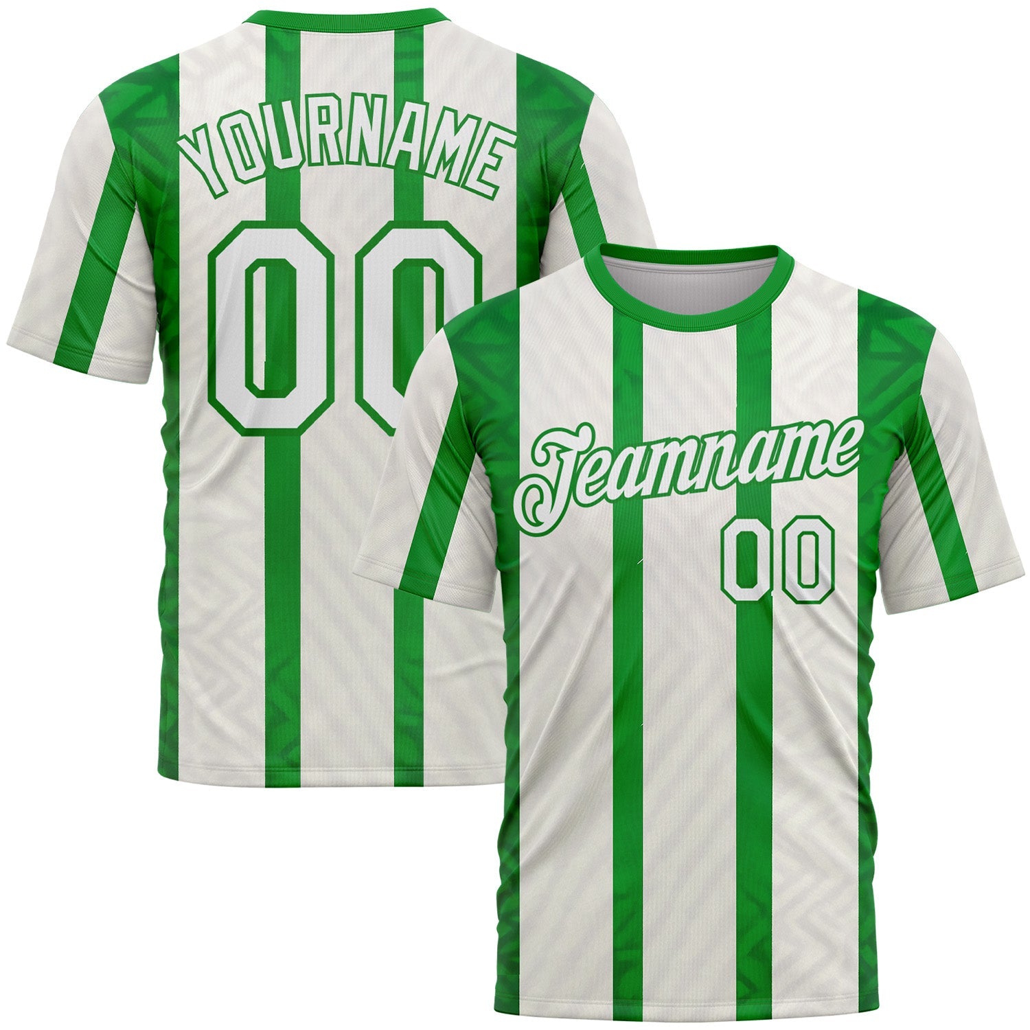 Custom White Green-Grass Green 3D Pattern Design Mexico Stripe Sportswear Performance T-Shirt - Main View