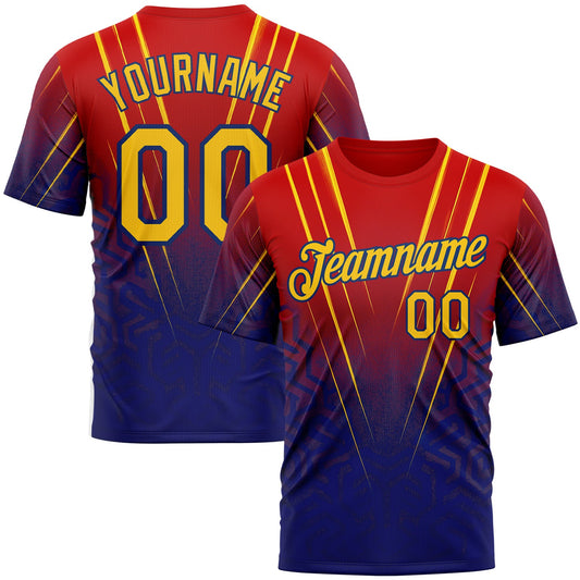 Custom Red Yellow-US Navy Blue 3D Pattern Design USA Inspired France Sportswear Performance T-Shirt - Main View