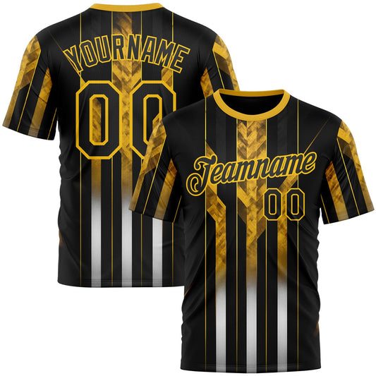 Custom Black Yellow 3D Pattern Design Germany Stripe Sportswear Performance T-Shirt - Main View