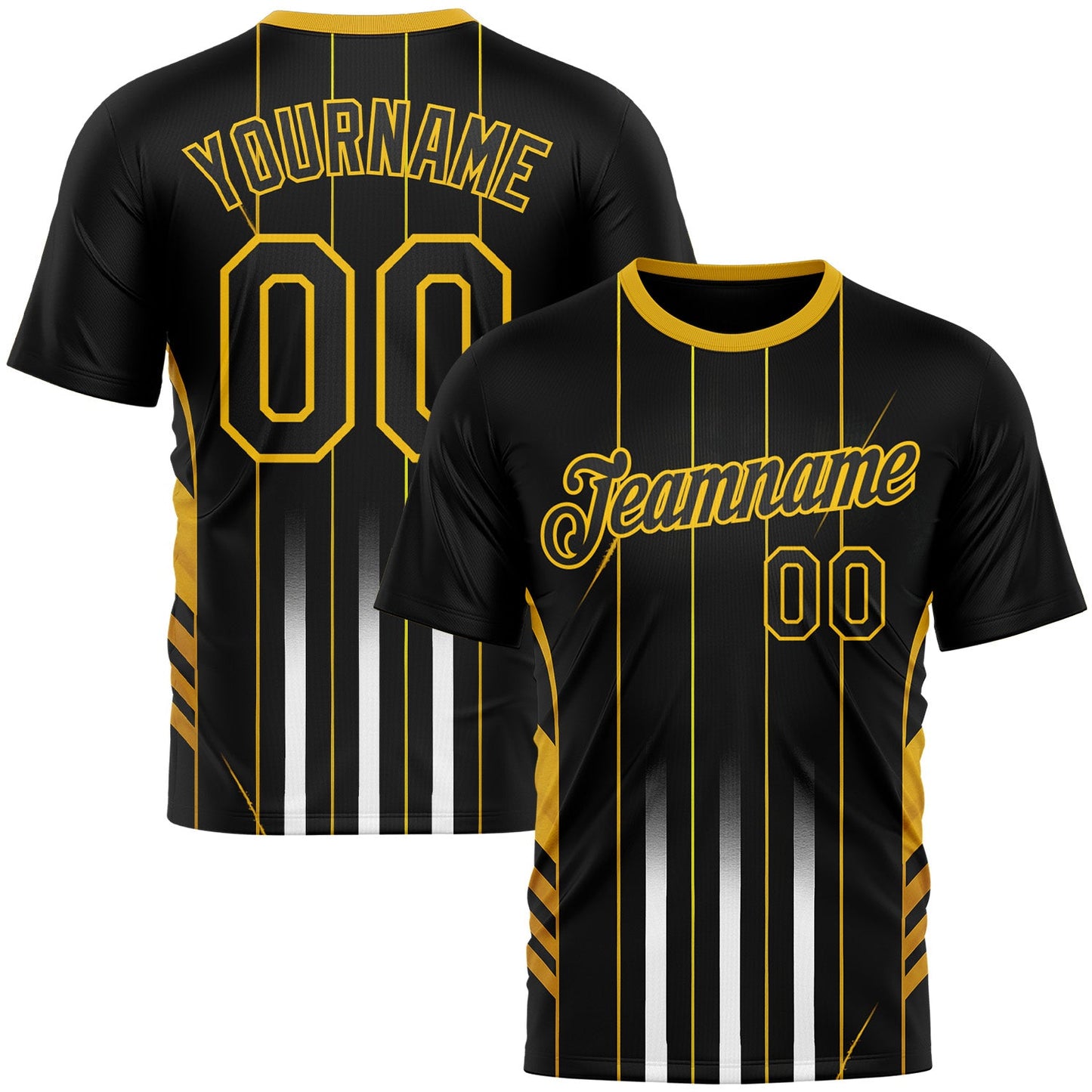 Custom Black Yellow 3D Pattern Design Germany Stripe Sportswear Performance T-Shirt - Main View