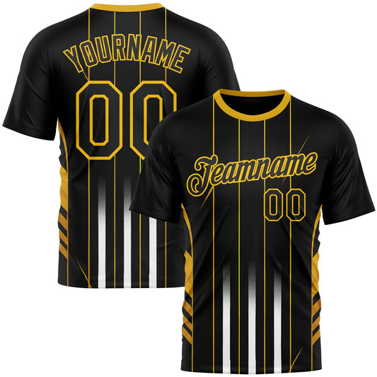 Custom Black Yellow 3D Pattern Design Germany Stripe Sportswear Performance T-Shirt - Main View