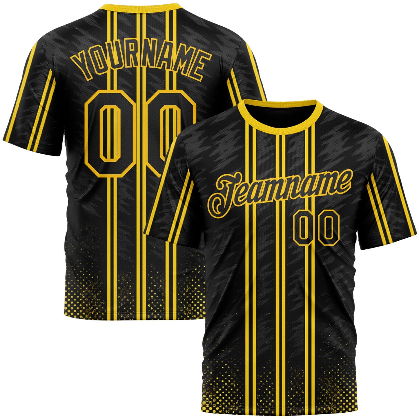 Custom Black Yellow 3D Pattern Design Germany Stripe Sportswear Performance T-Shirt - Main View