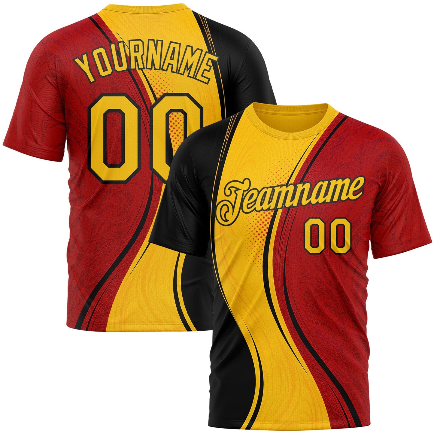 Custom Red Yellow-White 3D Pattern Design Germany Sportswear Performance T-Shirt - Main View