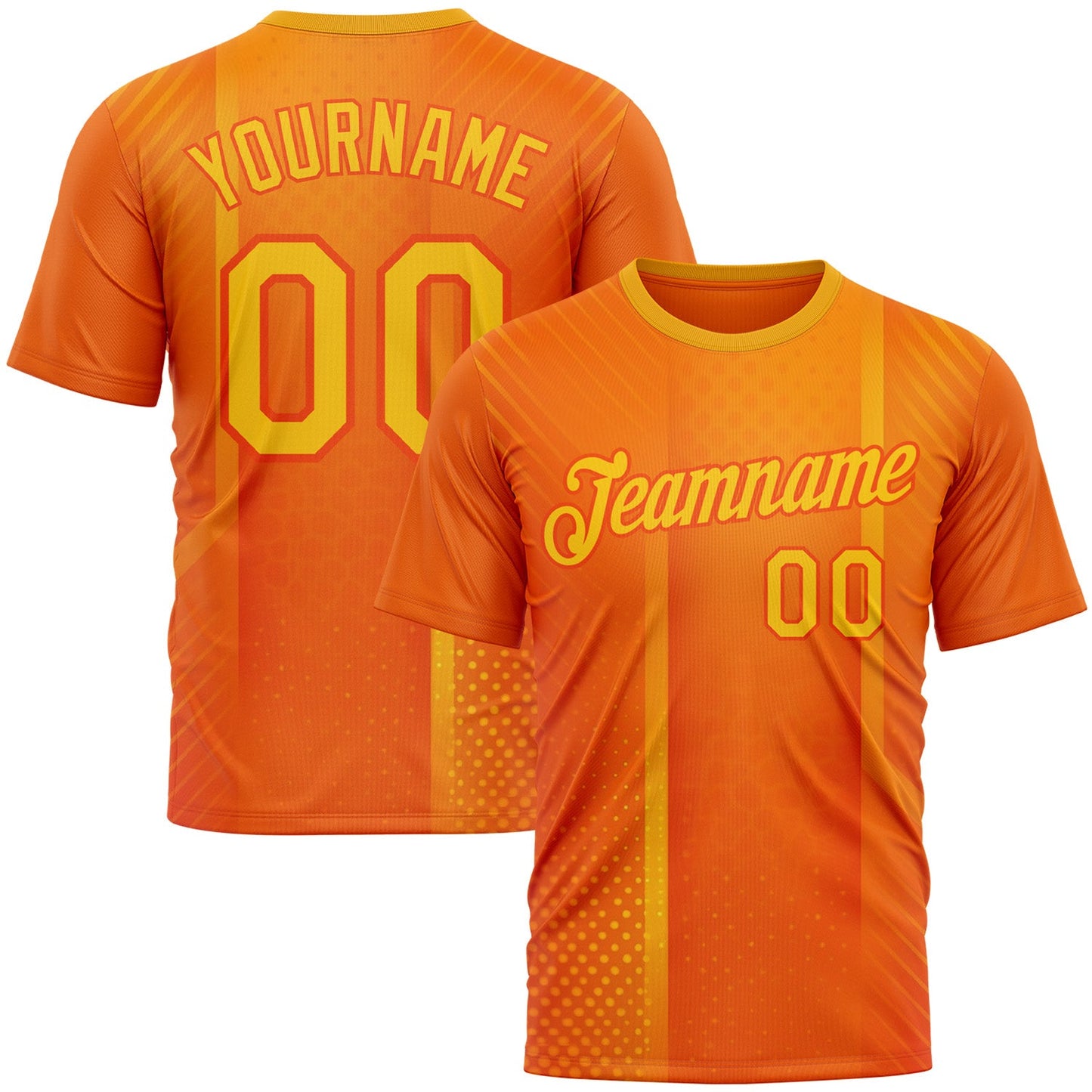 Custom Orange Yellow 3D Pattern Design Gradient Sportswear Performance T-Shirt - Main View