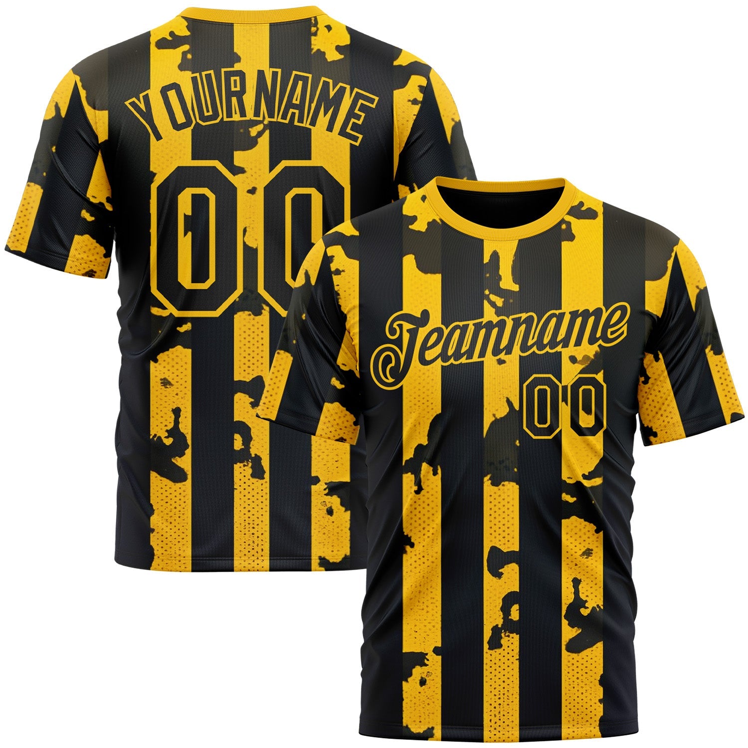 Custom Yellow Black 3D Pattern Design Stripe Sportswear Performance T-Shirt - Main View
