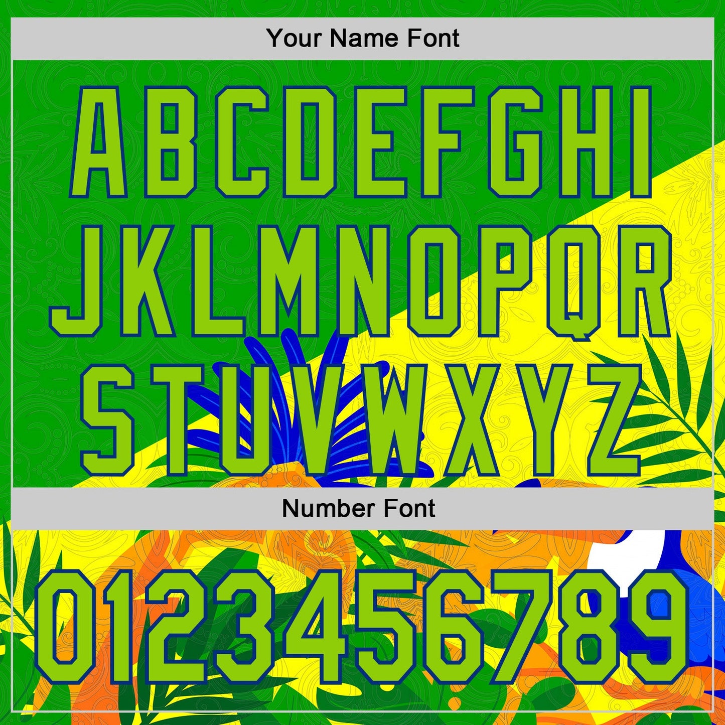 Custom Stitched Green Neon Green Yellow-Royal 3D Pattern Design Brazil Inspired Tropical Plants Sportswear Pullover Sweatshirt Hoodie view 4