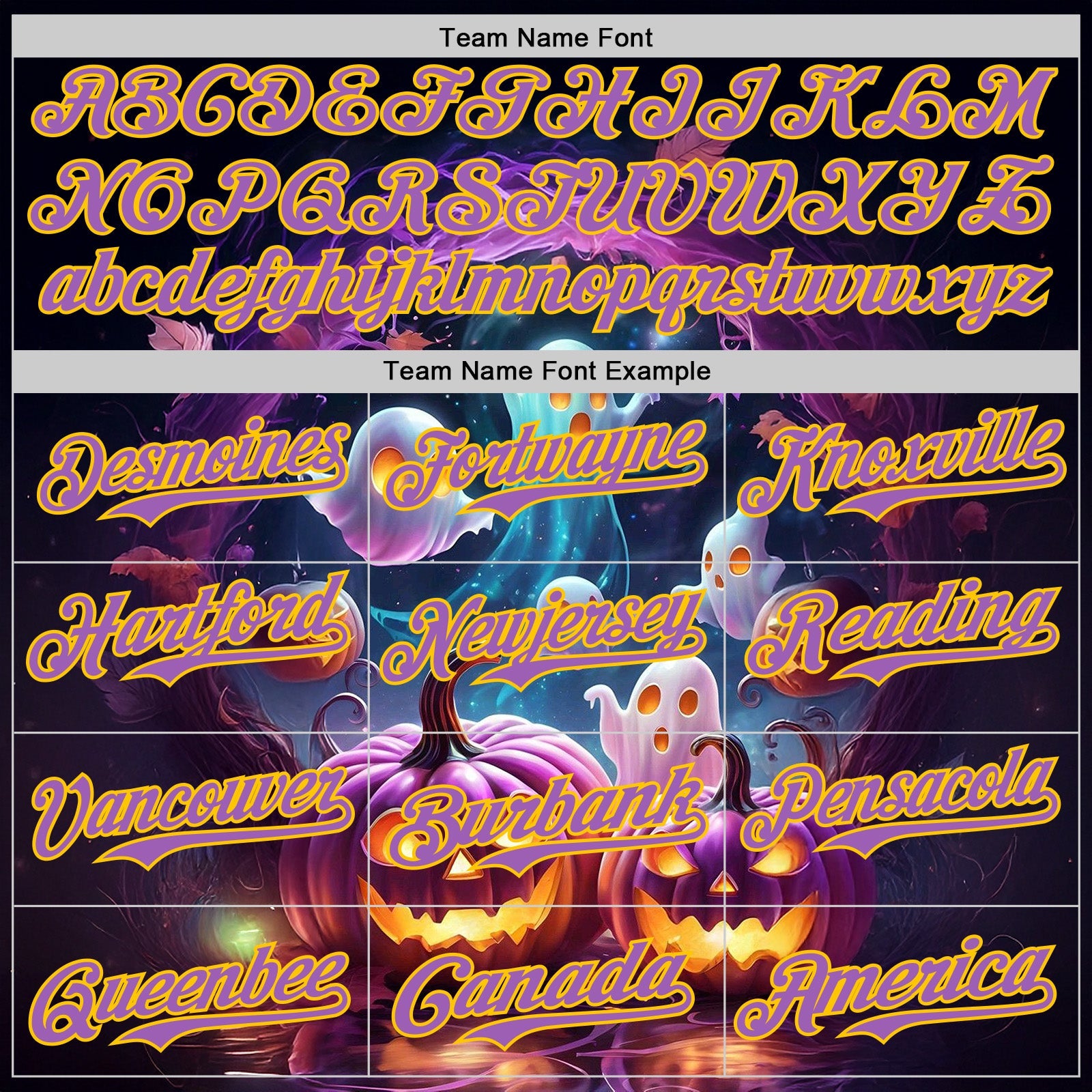 Custom Black Medium Purple-Yellow 3D Halloween Spooky Pumpkin Authentic Baseball Jersey view 4