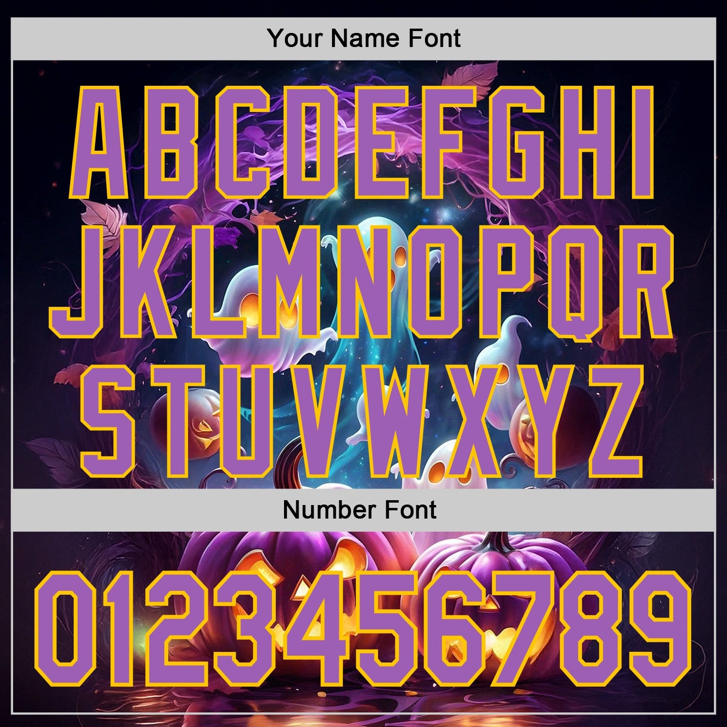 Custom Black Medium Purple-Yellow 3D Halloween Spooky Pumpkin Authentic Baseball Jersey view 5