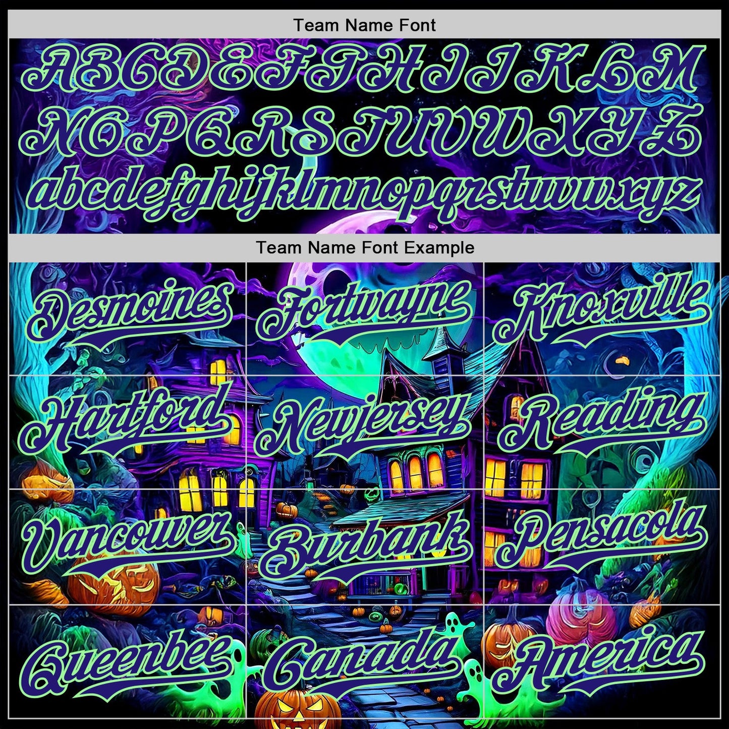 Custom Black Dark Purple-Pea Green 3D Halloween Spooky Pumpkin Authentic Baseball Jersey view 4