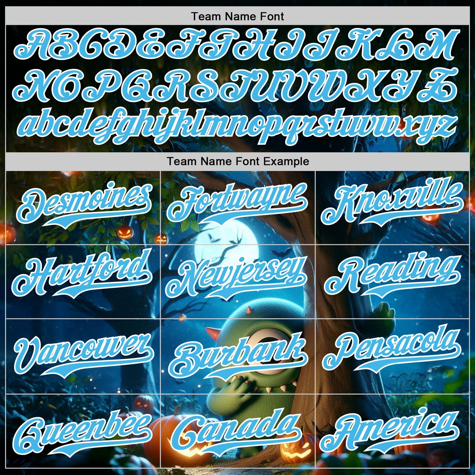 Custom Black Sky Blue-White 3D Halloween Spooky Pumpkin Authentic Baseball Jersey view 4