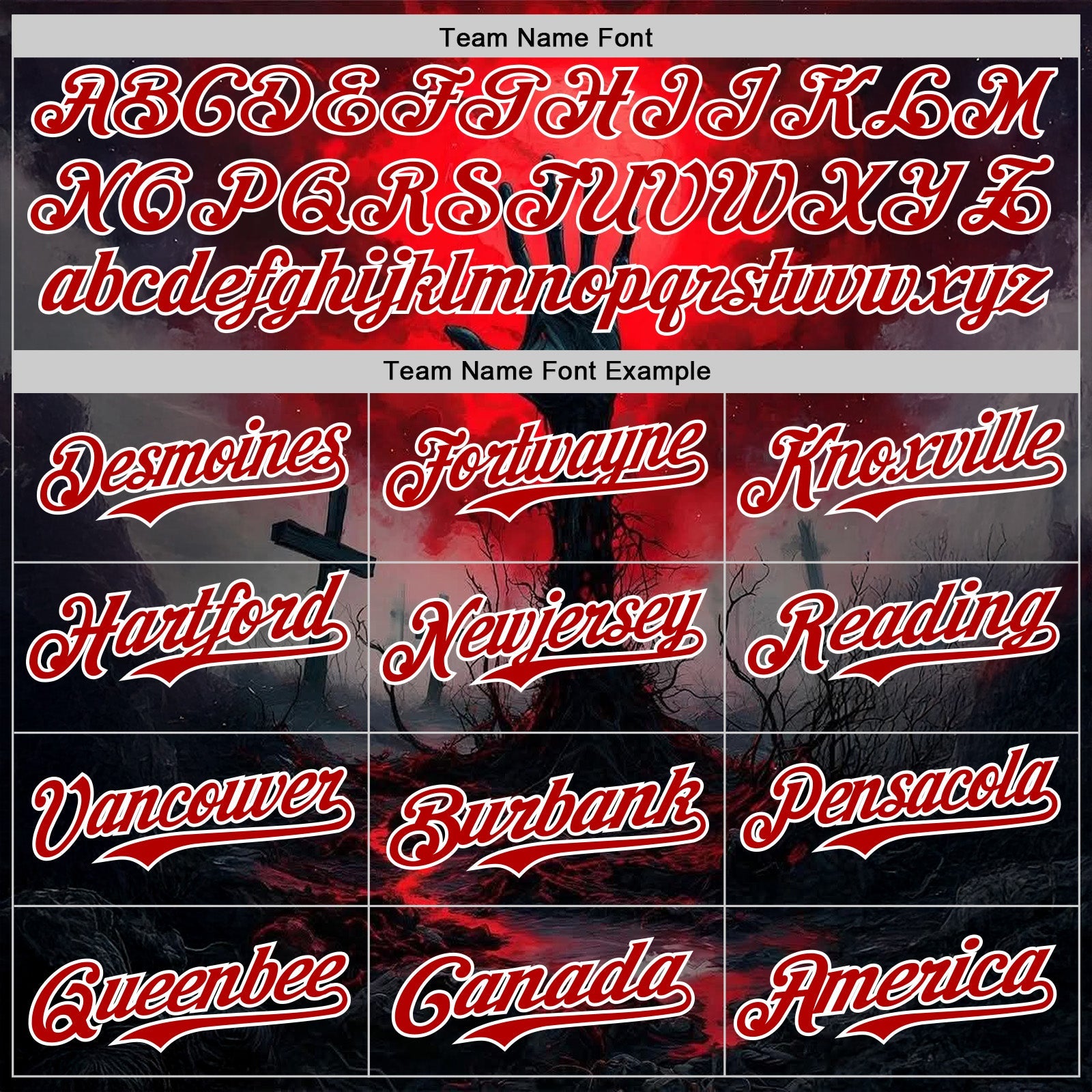 Custom Red Black-White 3D Halloween Spooky Horror Zombies Authentic Baseball Jersey view 4