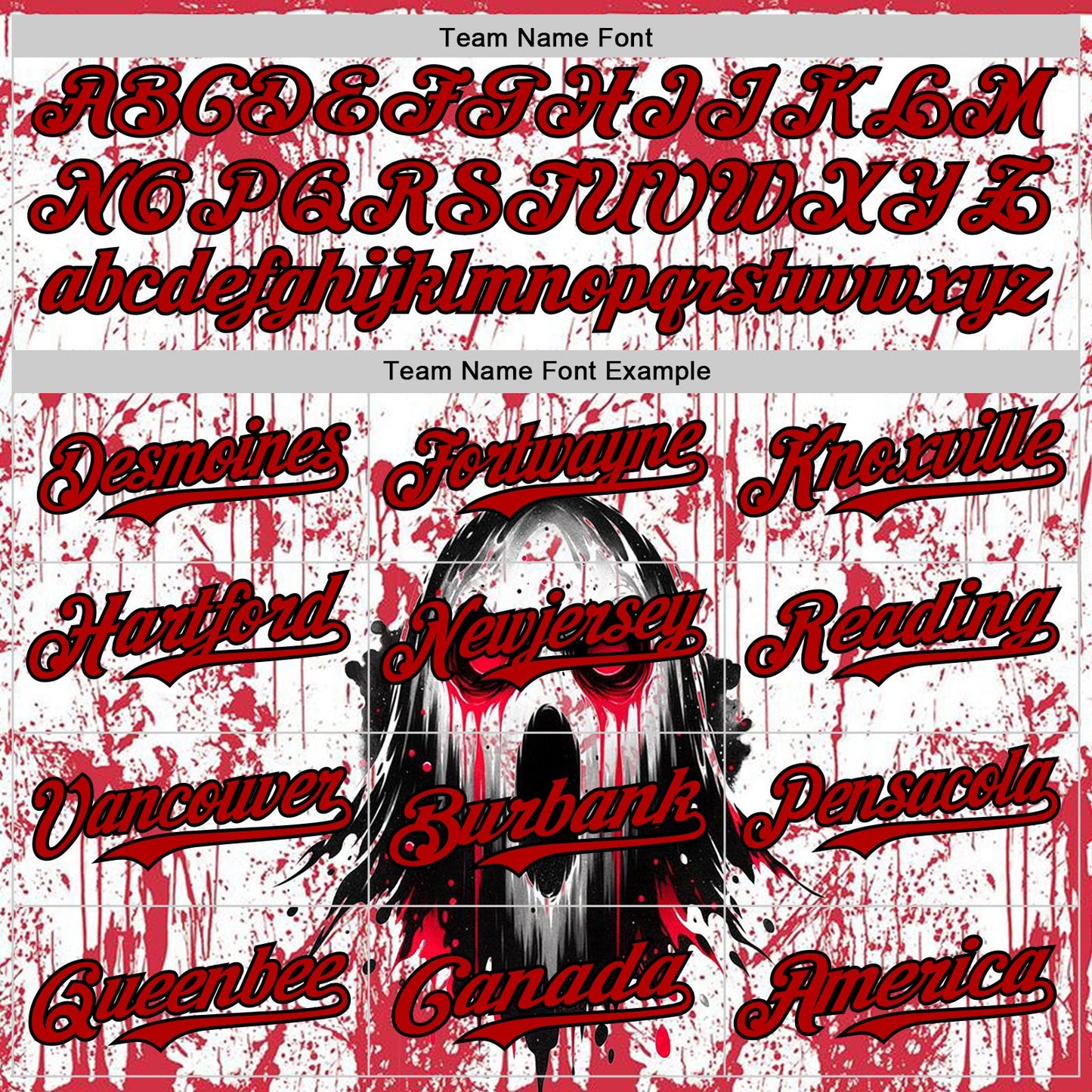 Custom White Red-Black 3D Halloween Creepy Blood Horror Authentic Baseball Jersey view 4