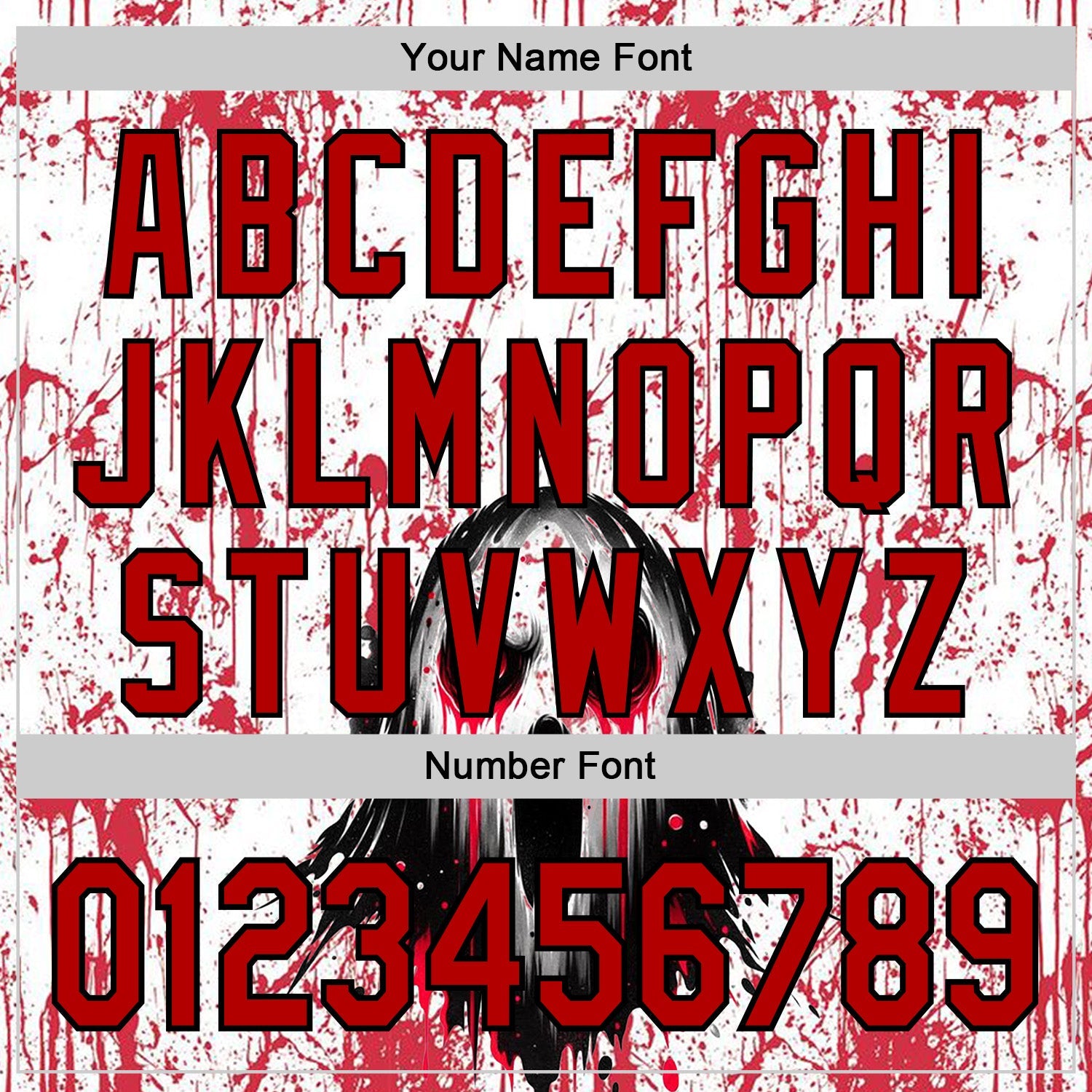 Custom White Red-Black 3D Halloween Creepy Blood Horror Authentic Baseball Jersey view 5