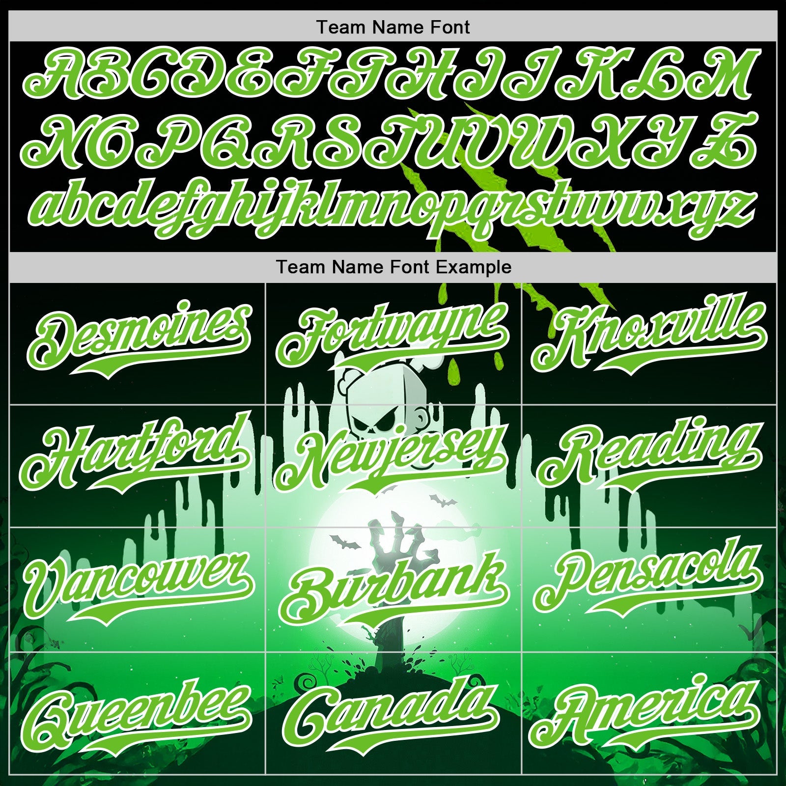 Custom Black Aurora Green-White 3D Halloween Spooky Zombies Scratch Authentic Baseball Jersey view 4