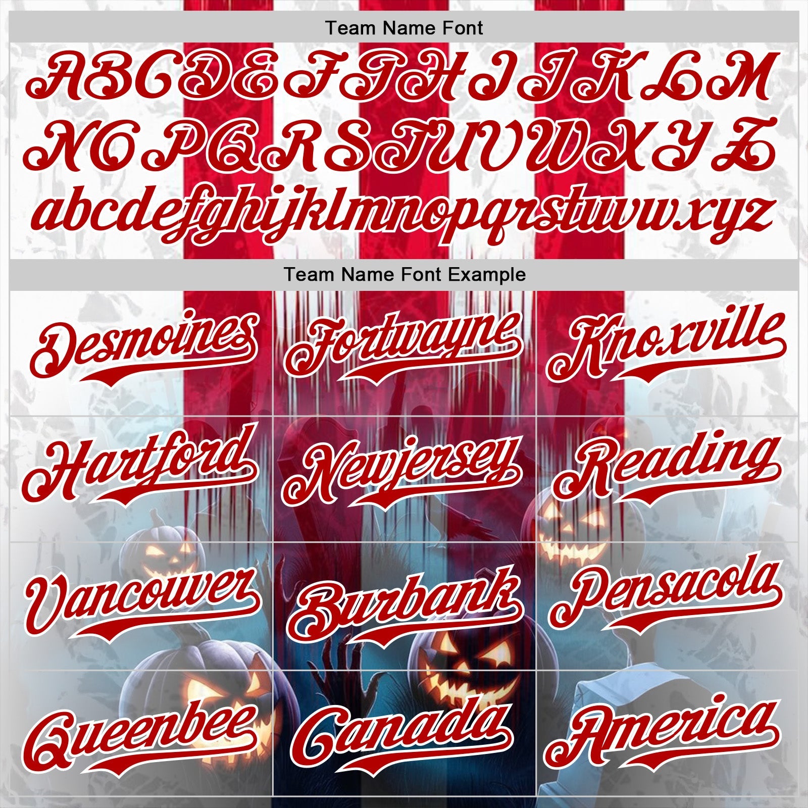 Custom Red Blue-White 3D Halloween Spooky Pumpkin Stripe Authentic Baseball Jersey view 4