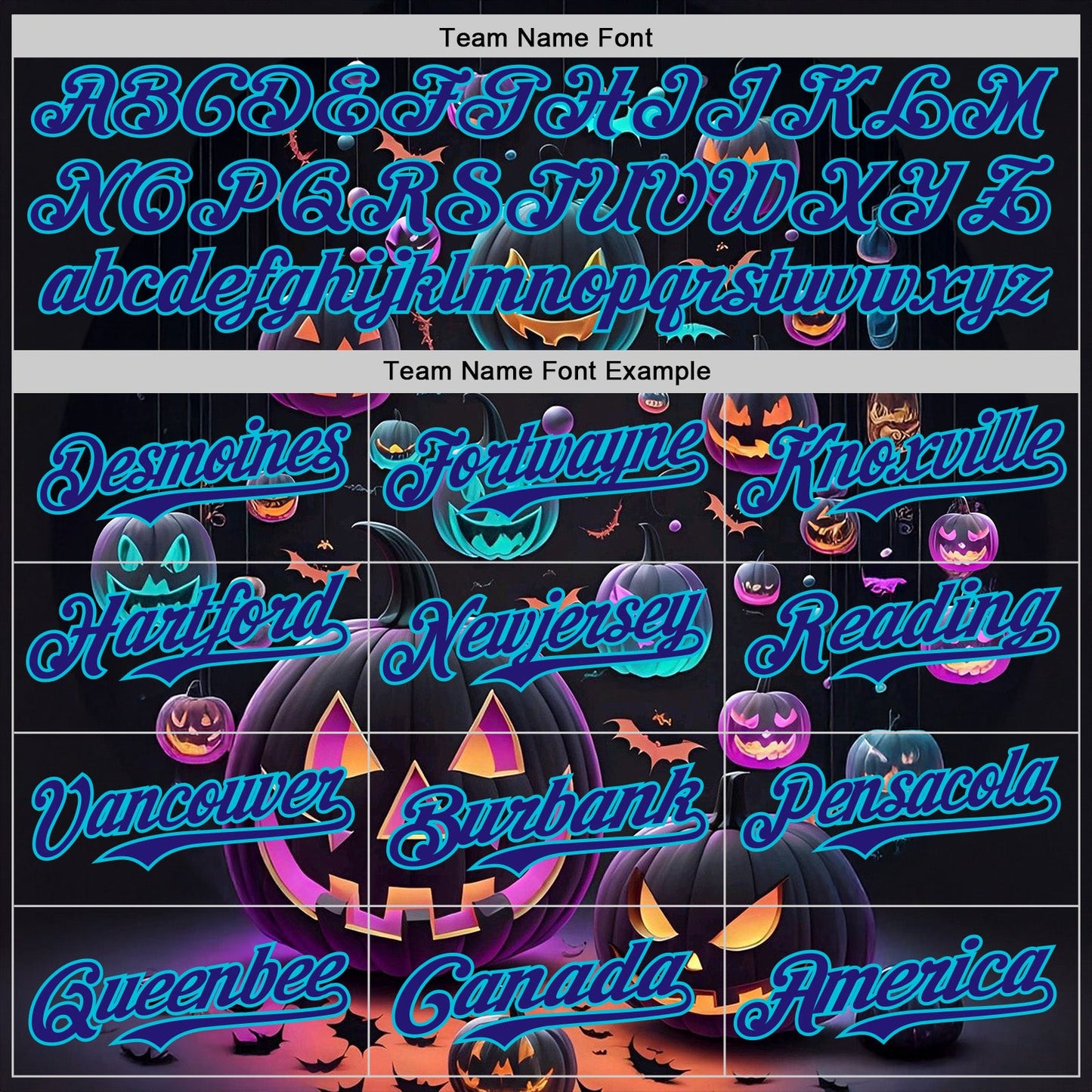 Custom Black Dark Purple-Lakes Blue 3D Halloween Spooky Pumpkin Authentic Baseball Jersey view 4