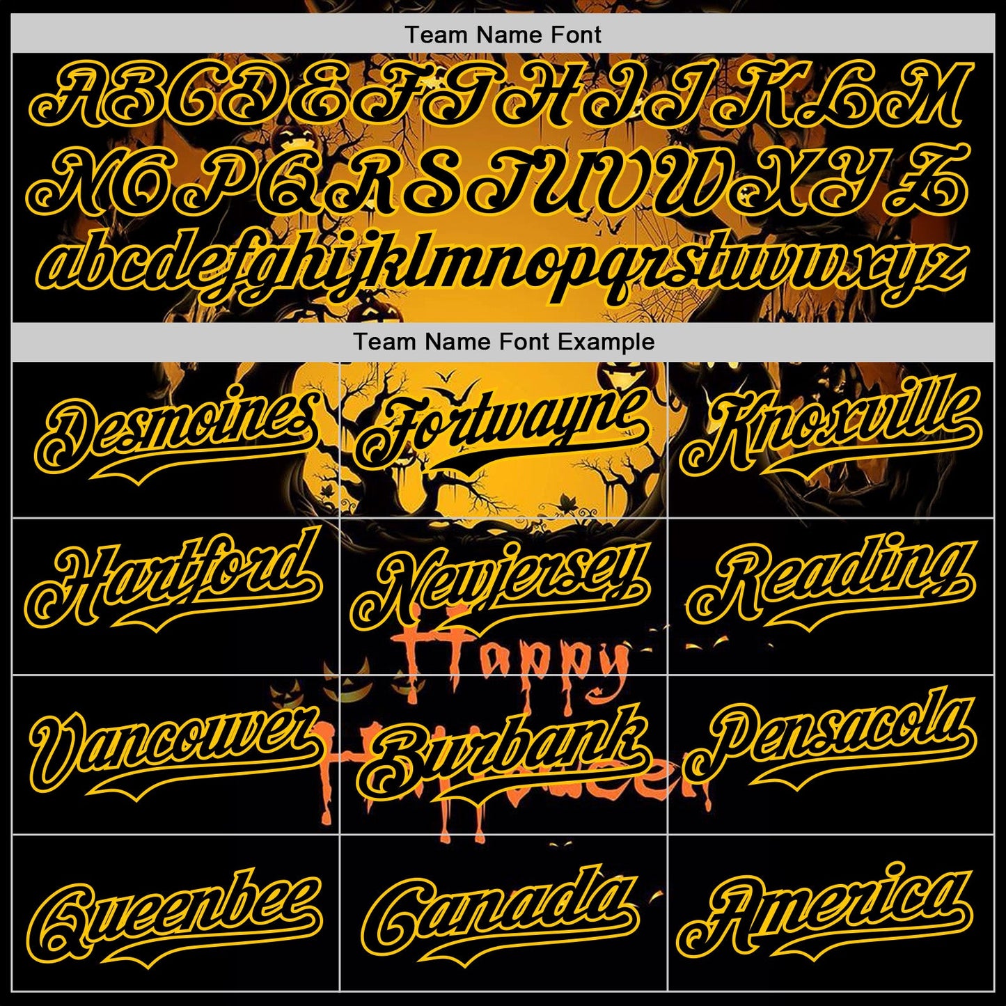 Custom Yellow Black 3D Halloween Spooky Pumpkin Authentic Baseball Jersey view 4