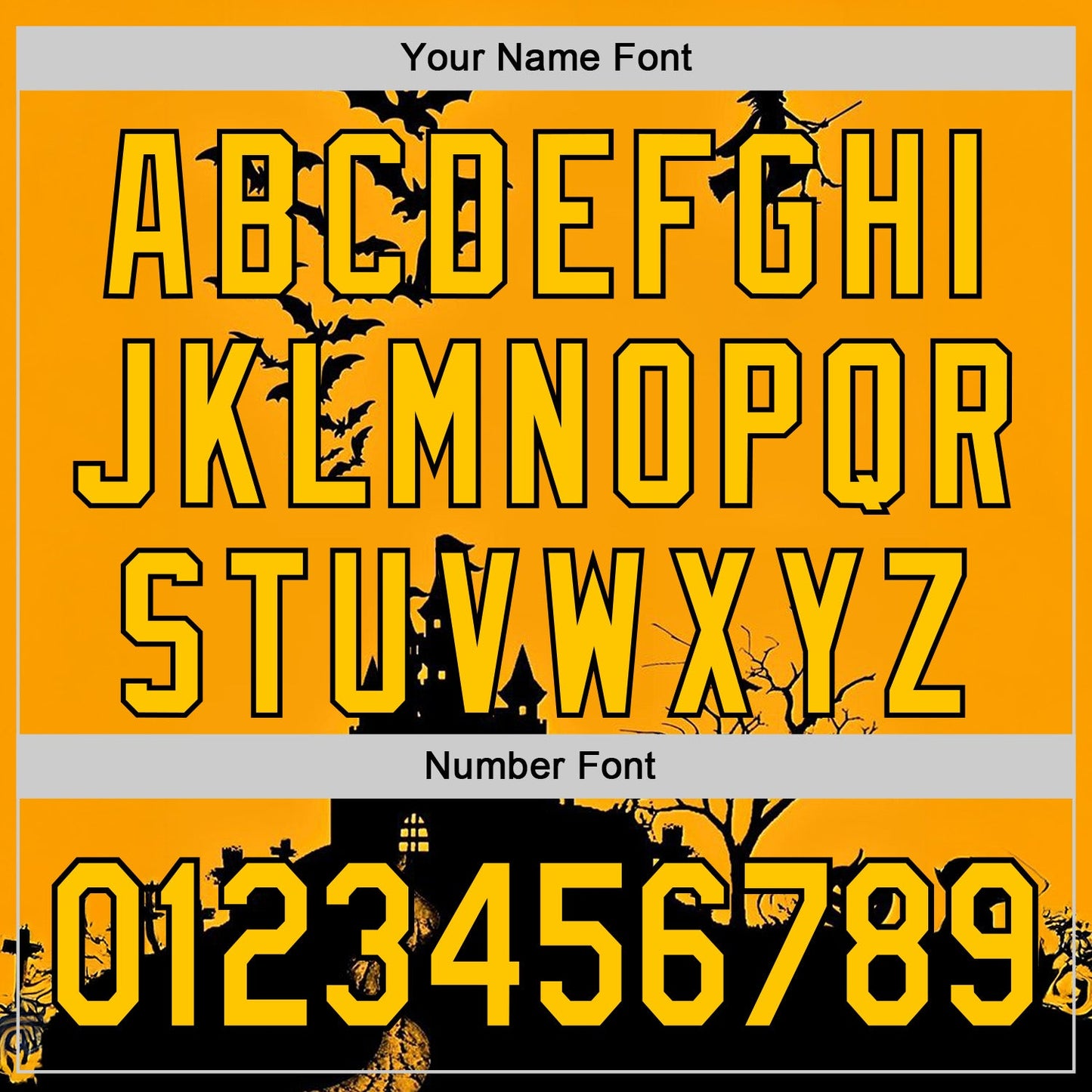 Custom Yellow Black 3D Halloween Spooky Pumpkin Bat Authentic Baseball Jersey view 5