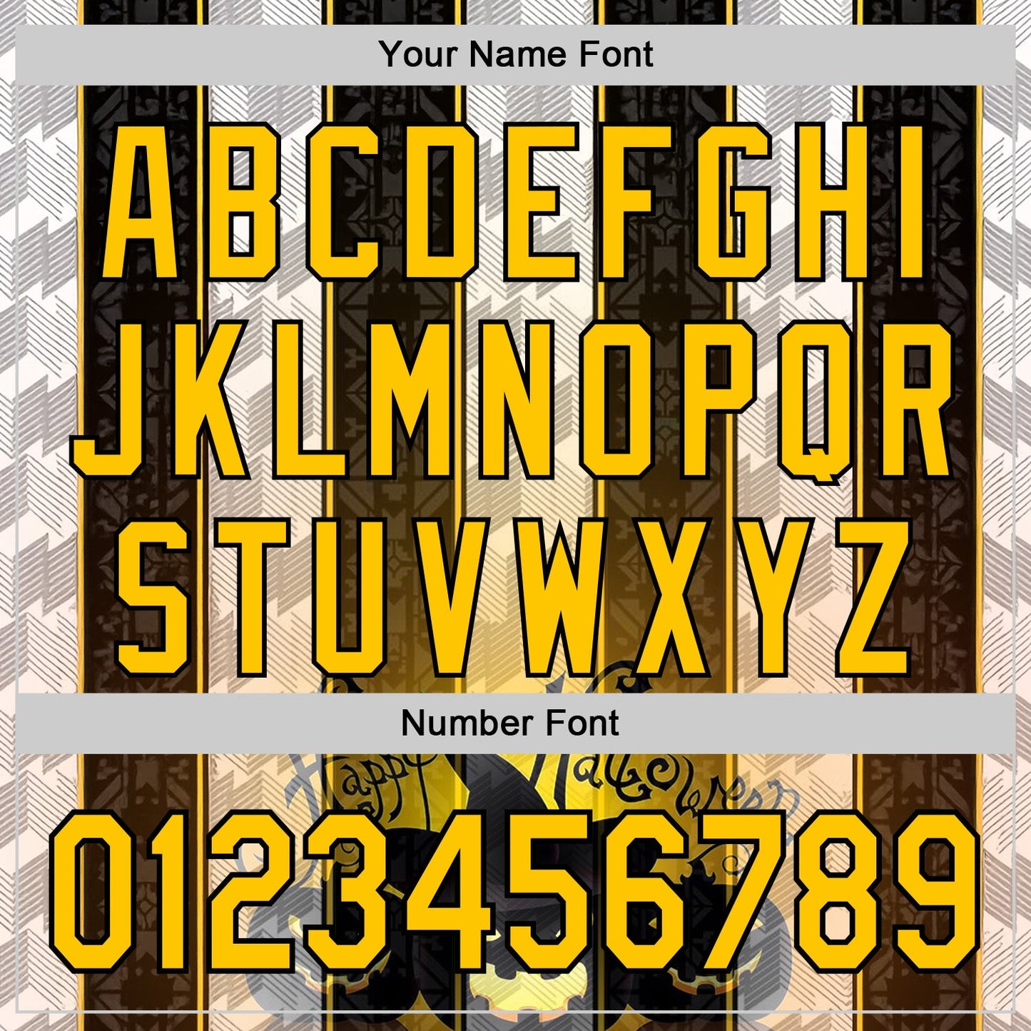 Custom Black Yellow-White 3D Halloween Spooky Pumpkin Stripe Authentic Baseball Jersey view 5