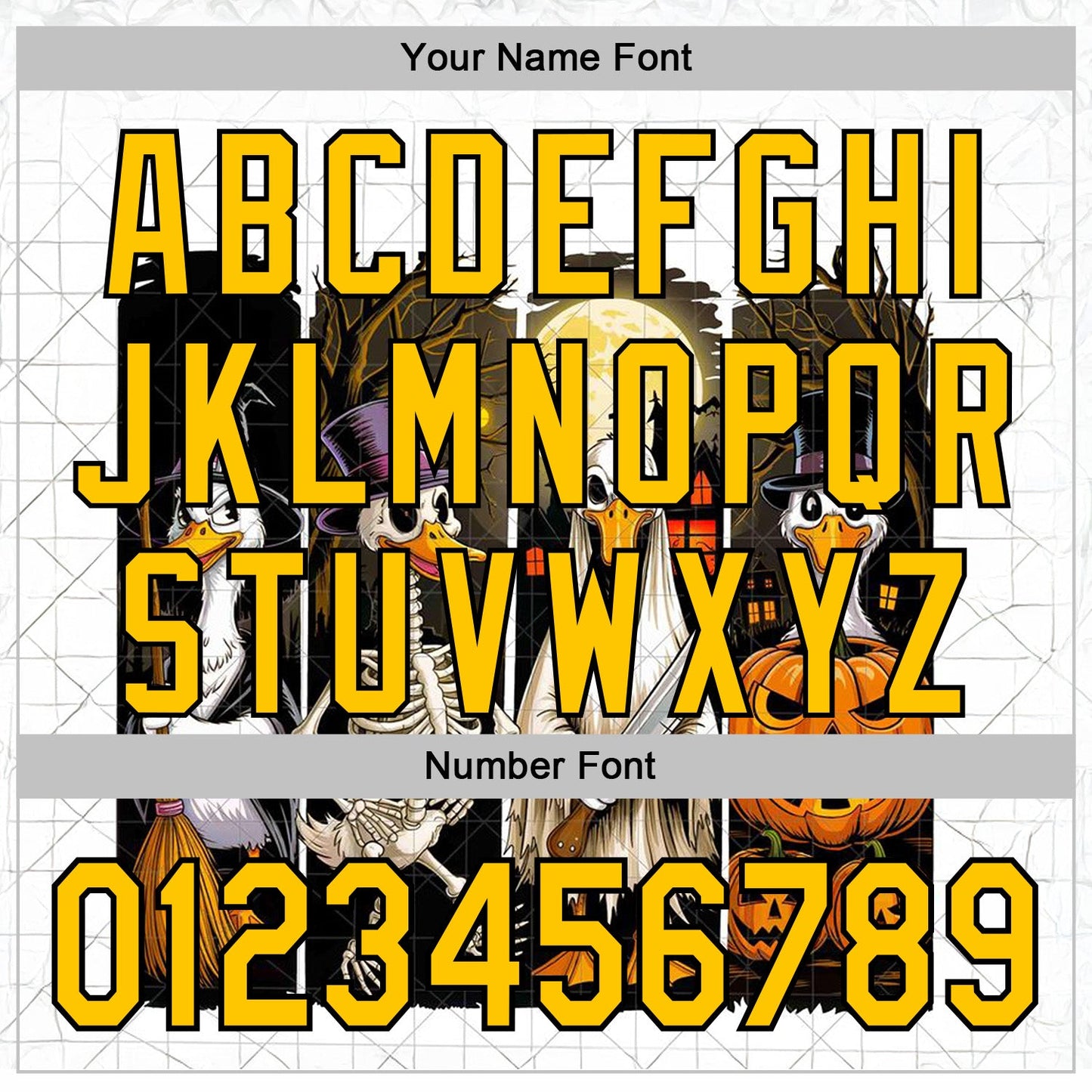 Custom White Yellow-Black 3D Halloween Pumpkin Spooky Sports Pullover Sweatshirt Hoodie view 4