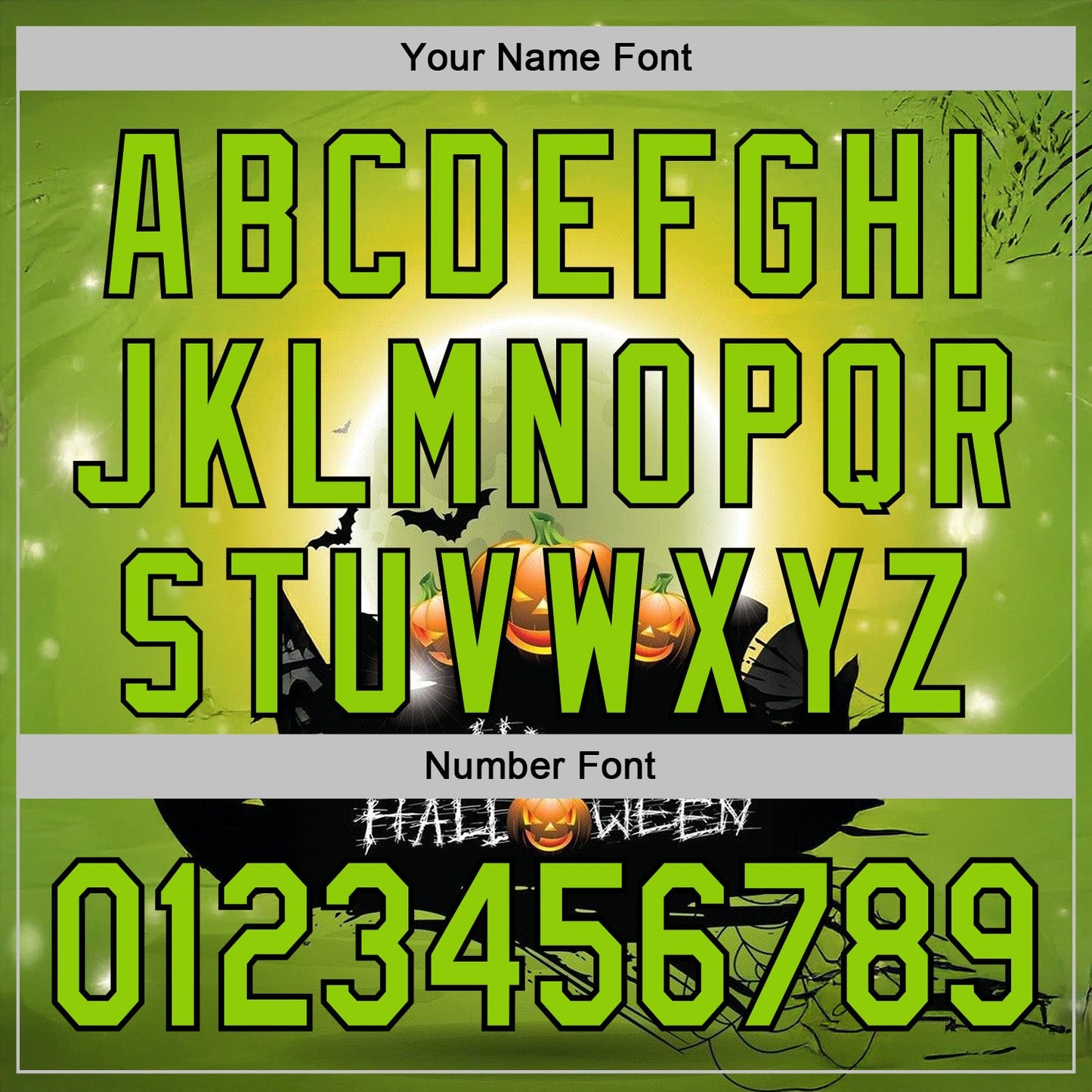 Custom Green Neon Green-Black 3D Halloween Pumpkin Spooky Sports Pullover Sweatshirt Hoodie view 4