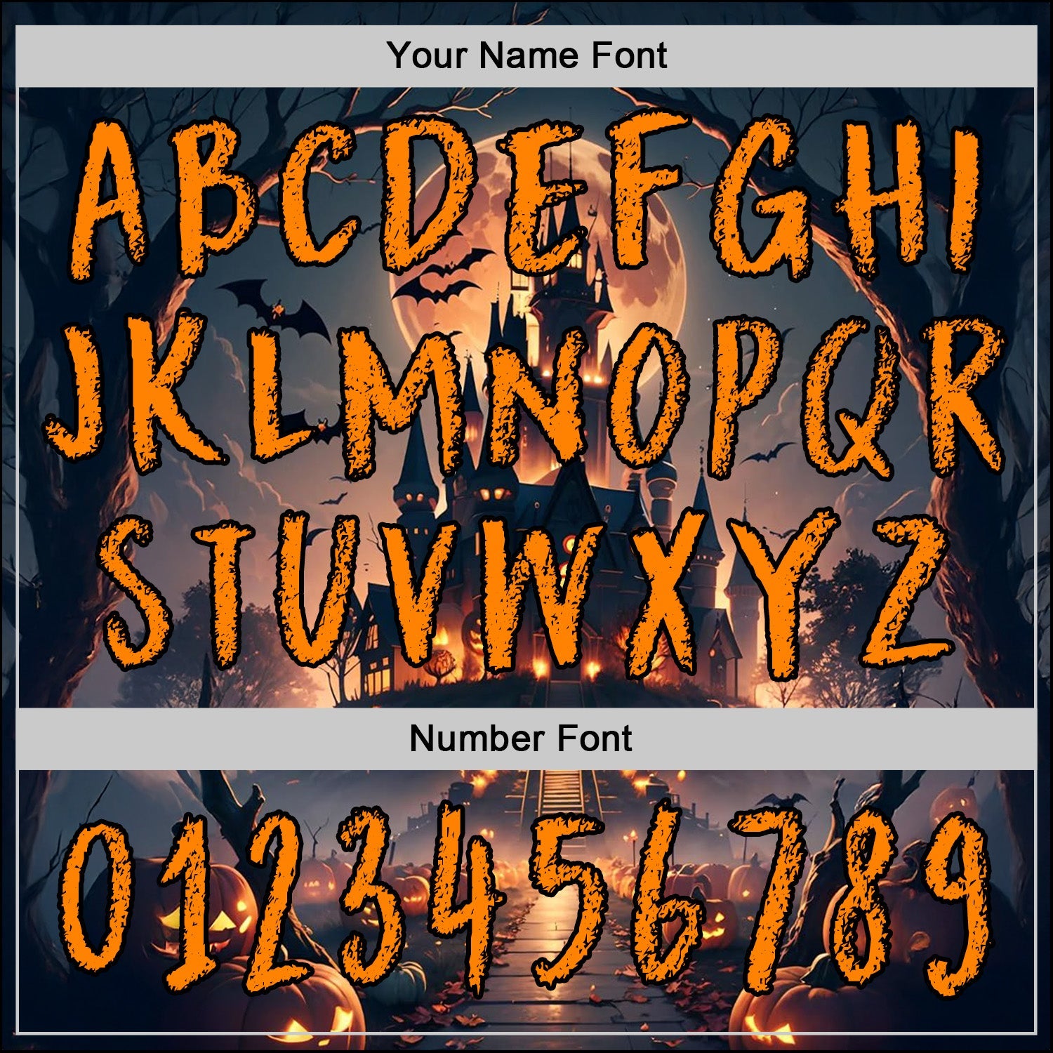Custom Blue Bay Orange-Black 3D Halloween Pumpkin Spooky Sports Pullover Sweatshirt Hoodie view 4