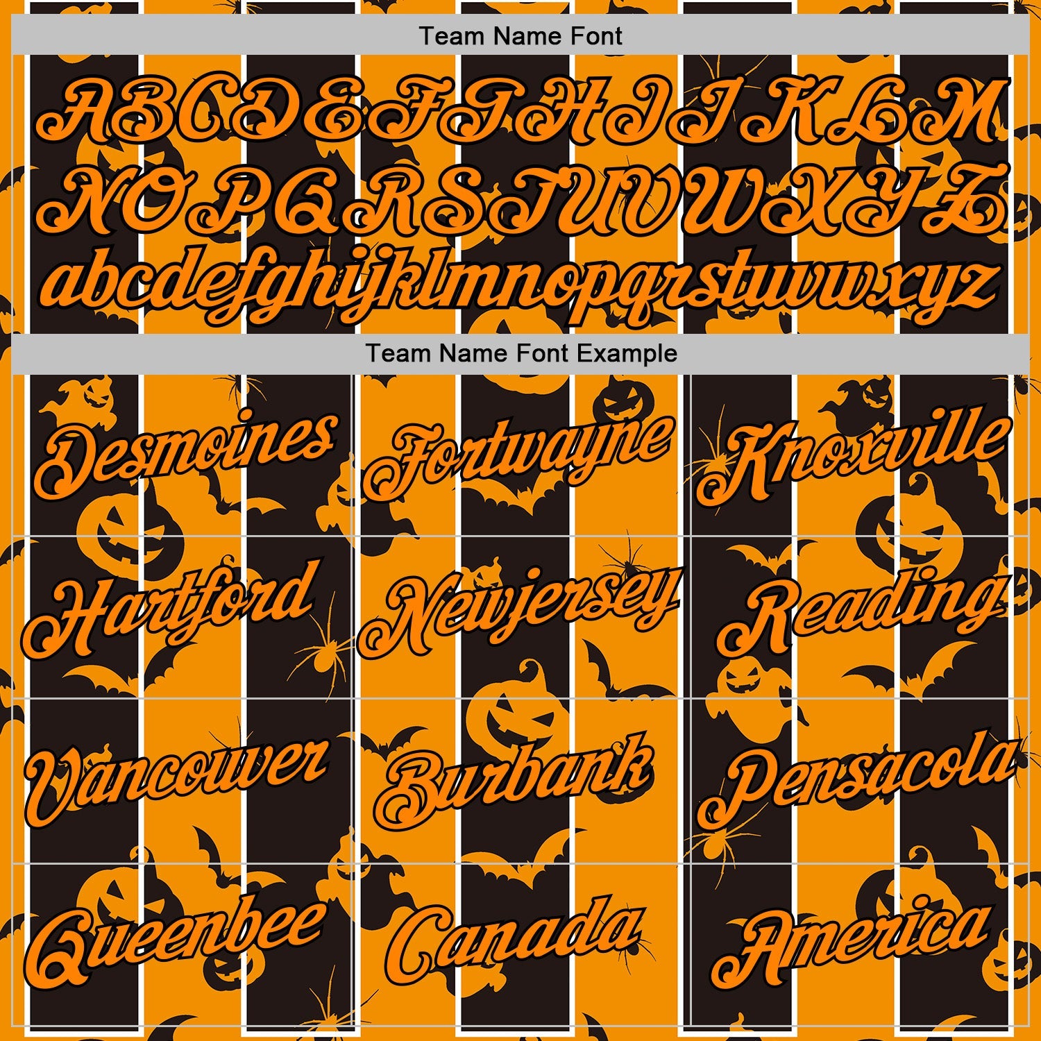 Custom Bay Orange Black 3D Halloween Pumpkin Spooky Stripe Sports Pullover Sweatshirt Hoodie view 3
