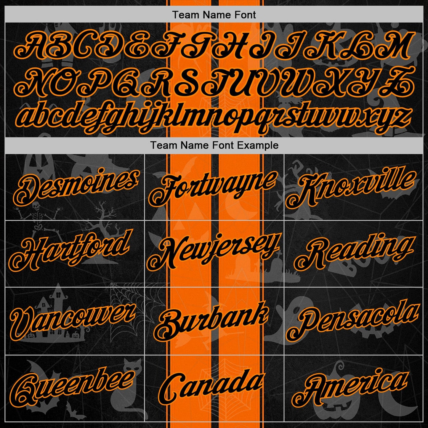 Custom Black Orange-Bay Orange 3D Halloween Pumpkin Spooky Stripe Sports Pullover Sweatshirt Hoodie view 3