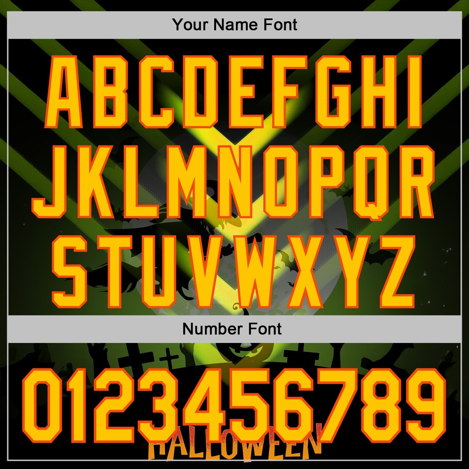 Custom Green Yellow-Orange 3D Halloween Spooky Sportswear Pullover Sweatshirt Hoodie view 4