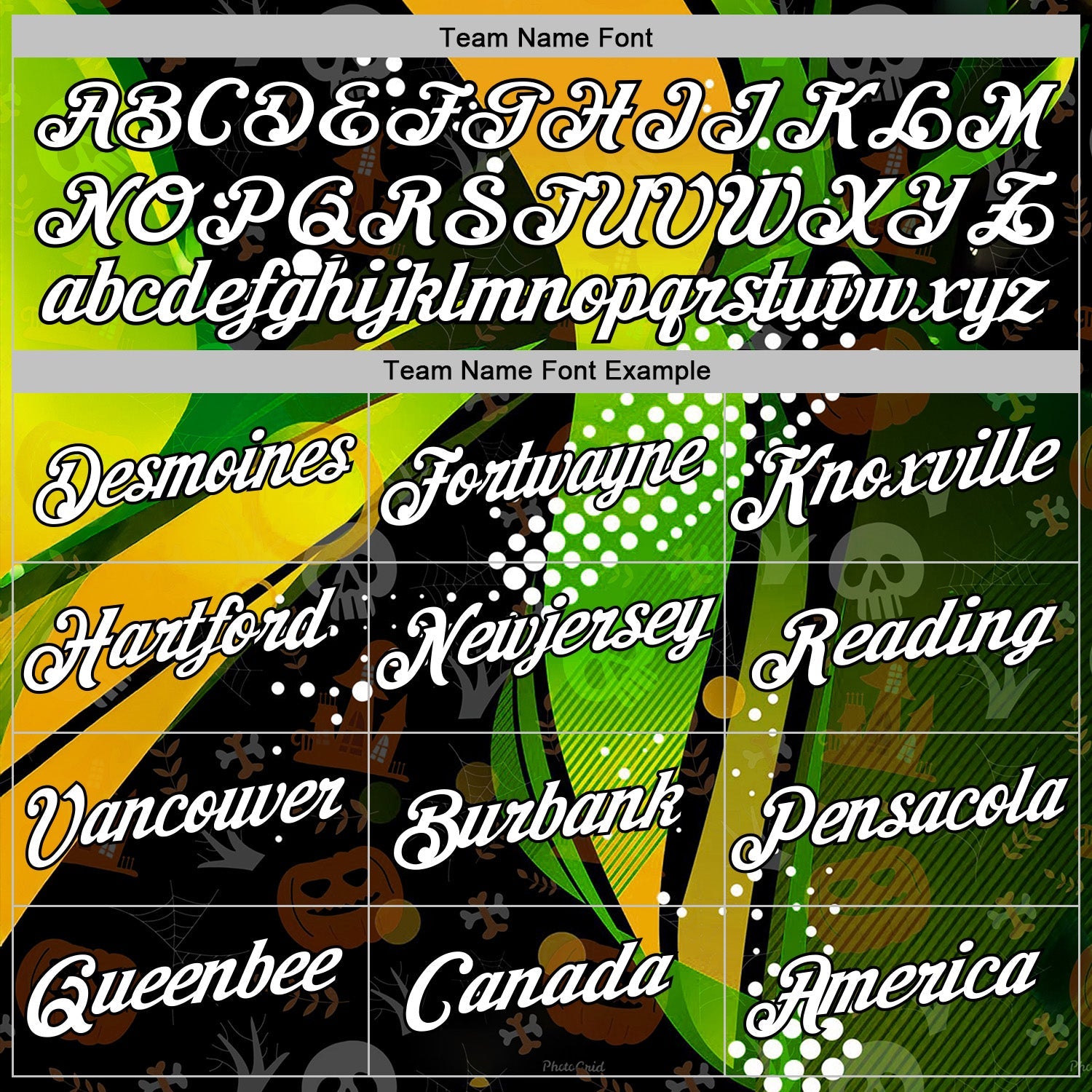 Custom Black White Green-Yellow 3D Halloween Spooky Sportswear Pullover Sweatshirt Hoodie view 3