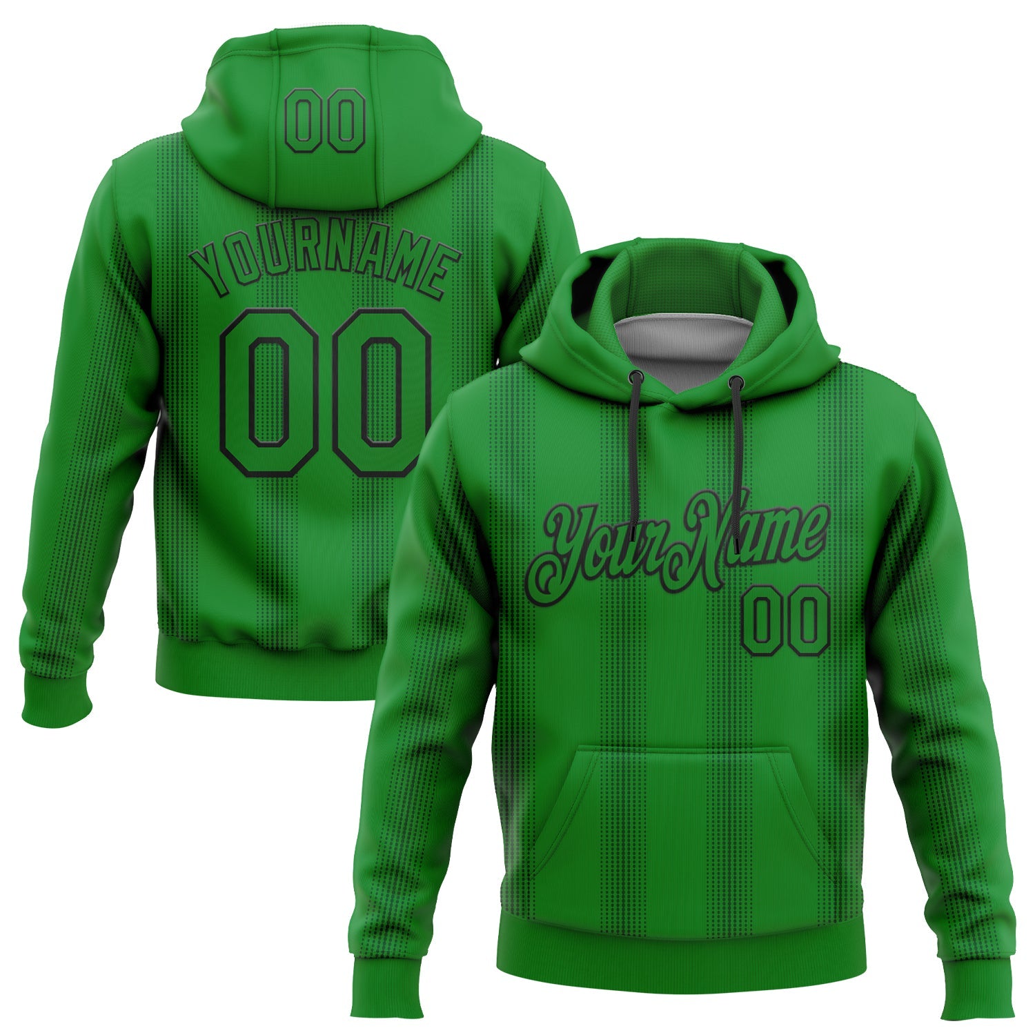 Custom Stitched Green Grass Green-Black 3D Pattern Design Geometric Shape Sports Pullover Sweatshirt Hoodie - Main View
