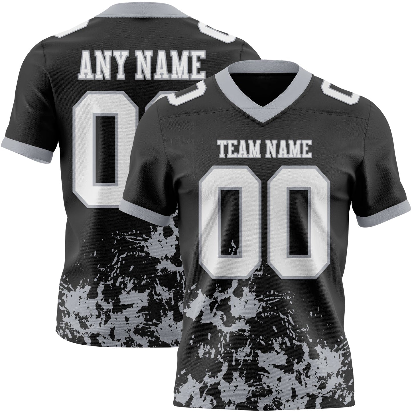 Custom Black White-Gray 3D Pattern Splash Authentic Football Jersey - Main View