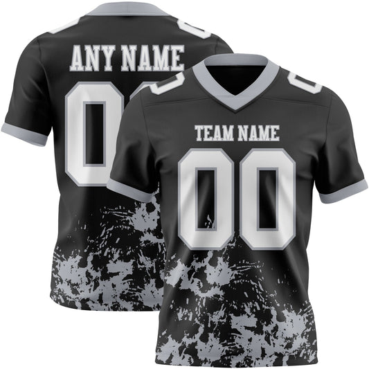 Custom Black White-Gray 3D Pattern Splash Authentic Football Jersey - Main View