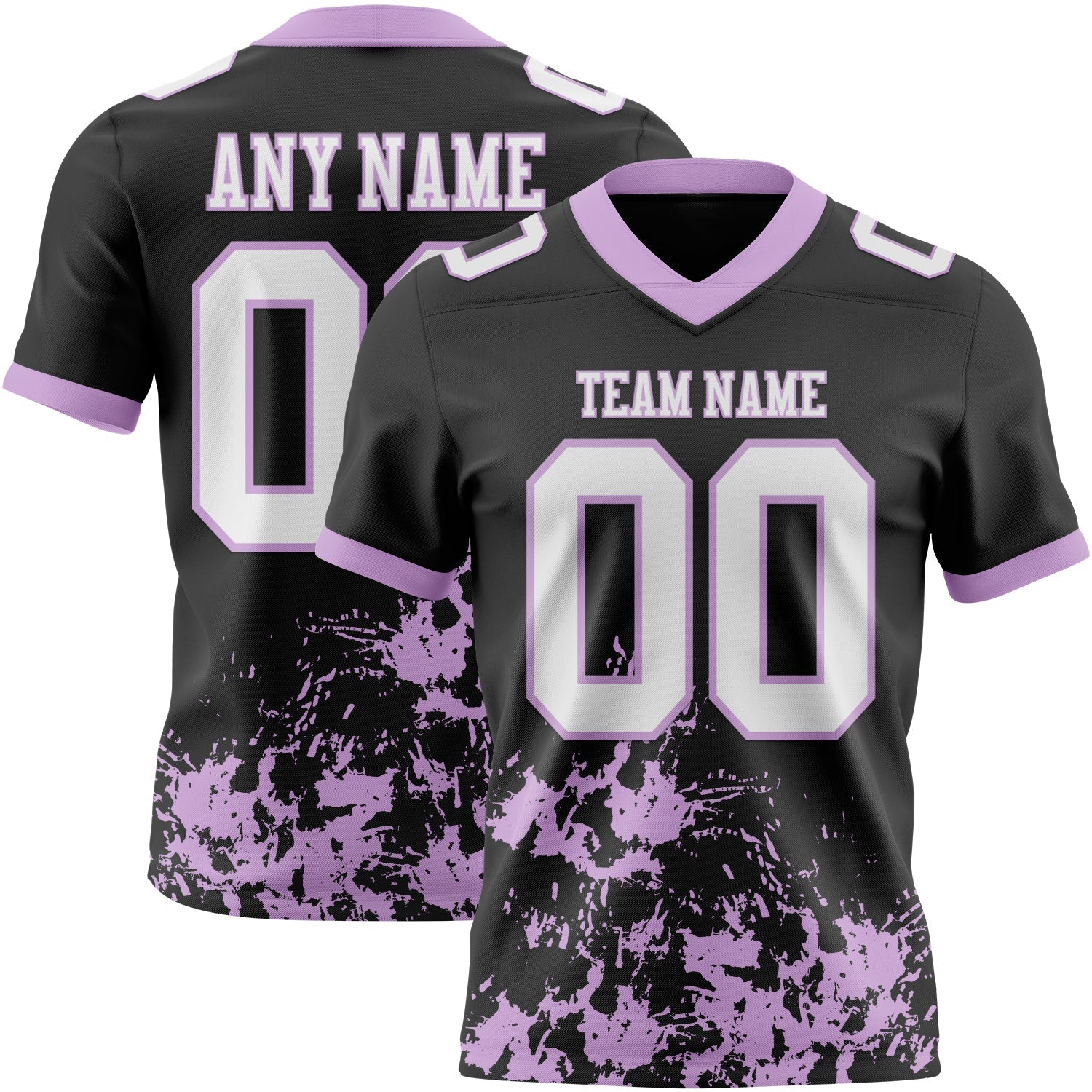 Custom Black White-Light Purple 3D Pattern Splash Authentic Football Jersey - Main View