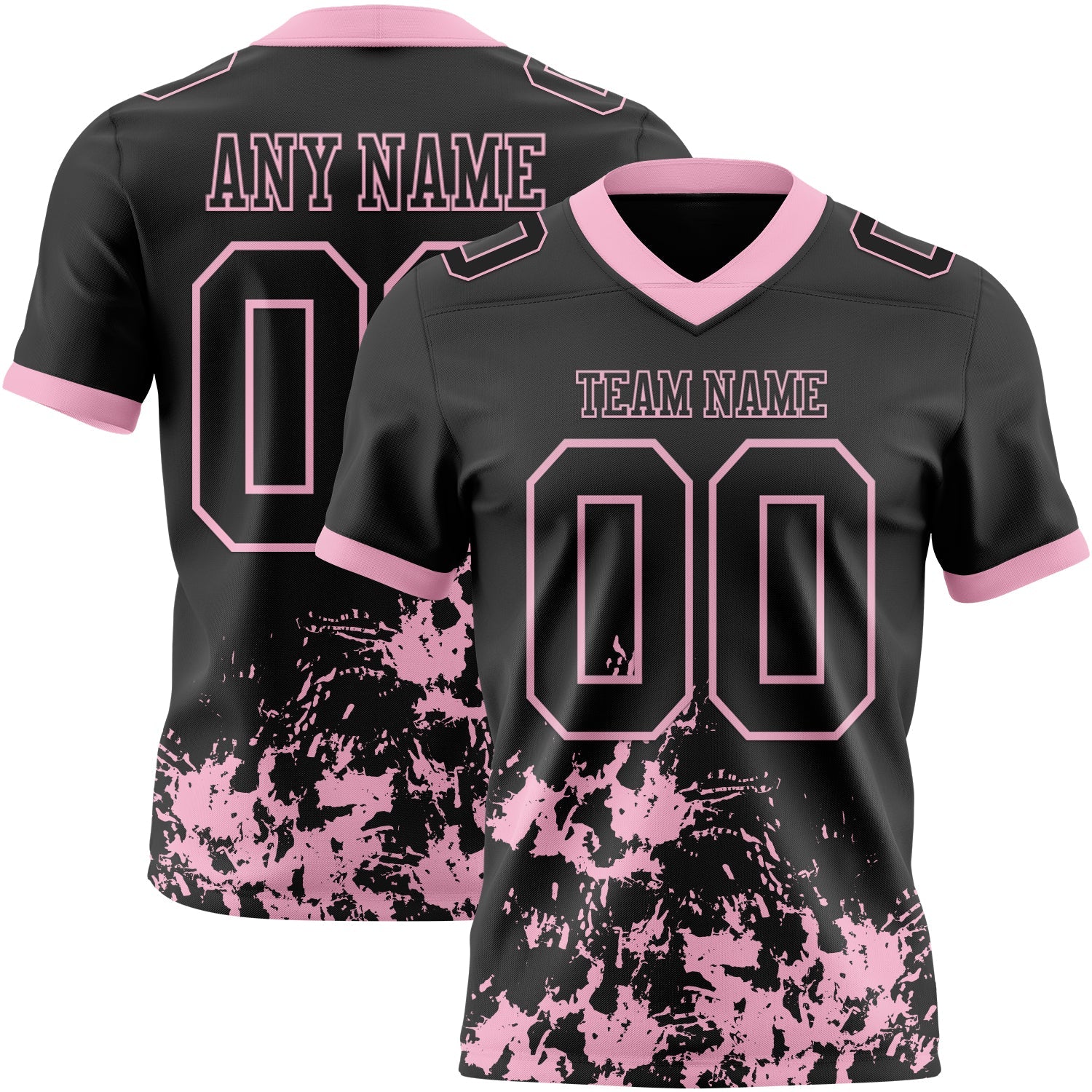 Custom Black Light Pink 3D Pattern Splash Authentic Football Jersey - Main View
