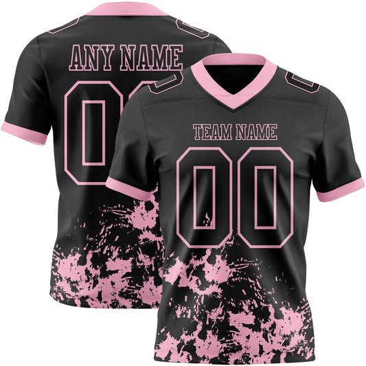 Custom Black Light Pink 3D Pattern Splash Authentic Football Jersey - Main View