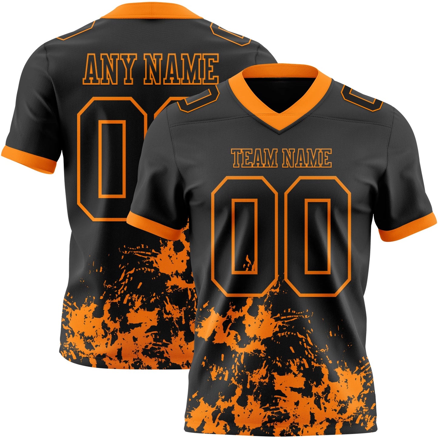 Custom Black Bay Orange 3D Pattern Splash Authentic Football Jersey - Main View