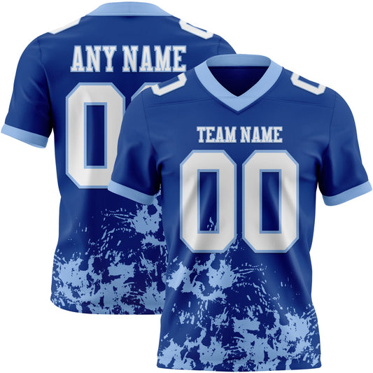 Custom Royal White-Light Blue 3D Pattern Splash Authentic Football Jersey - Main View