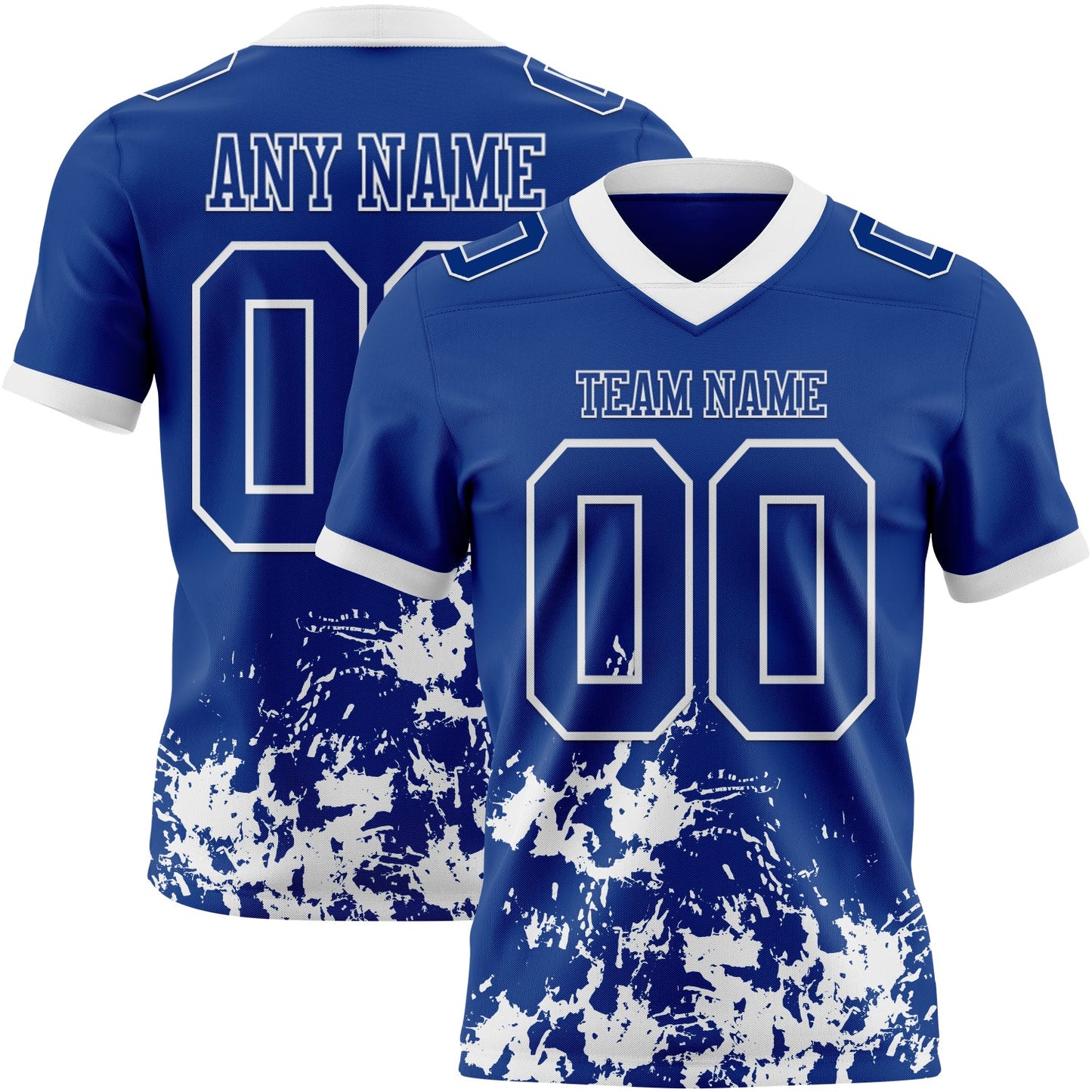 Custom Royal White 3D Pattern Splash Authentic Football Jersey - Main View
