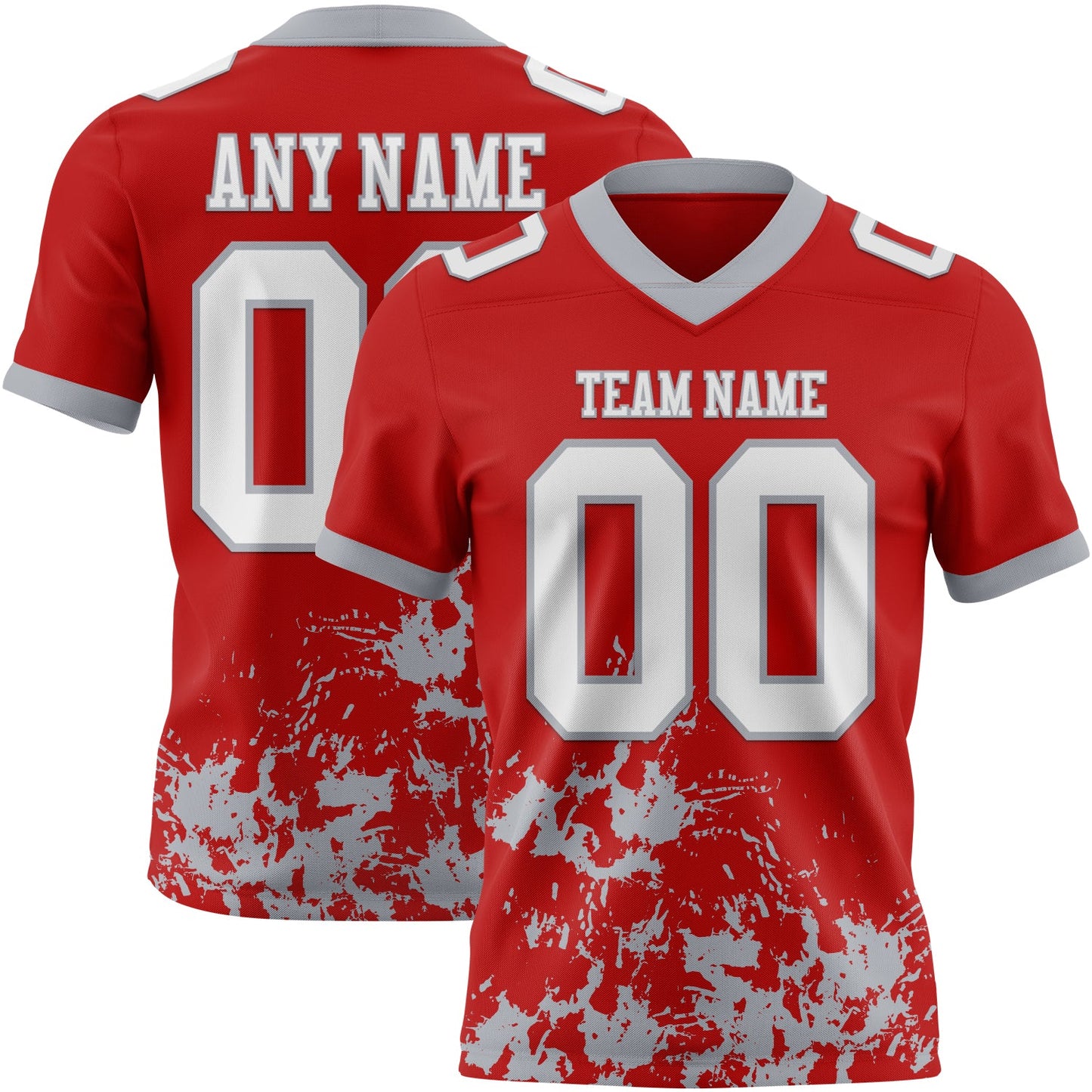 Custom Red White-Gray 3D Pattern Splash Authentic Football Jersey - Main View