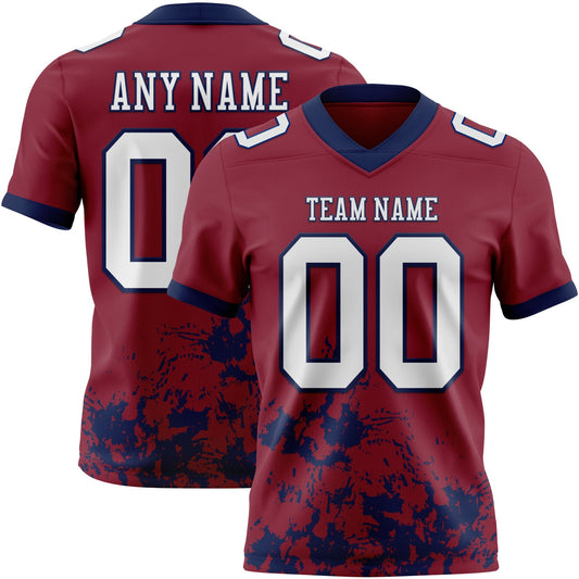 Custom Crimson White-Navy 3D Pattern Splash Authentic Football Jersey - Main View