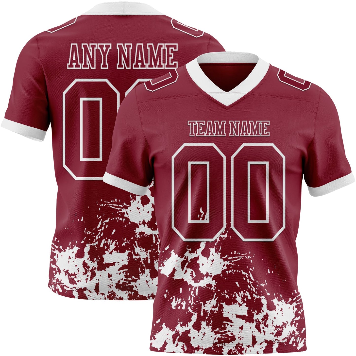 Custom Crimson White 3D Pattern Splash Authentic Football Jersey - Main View