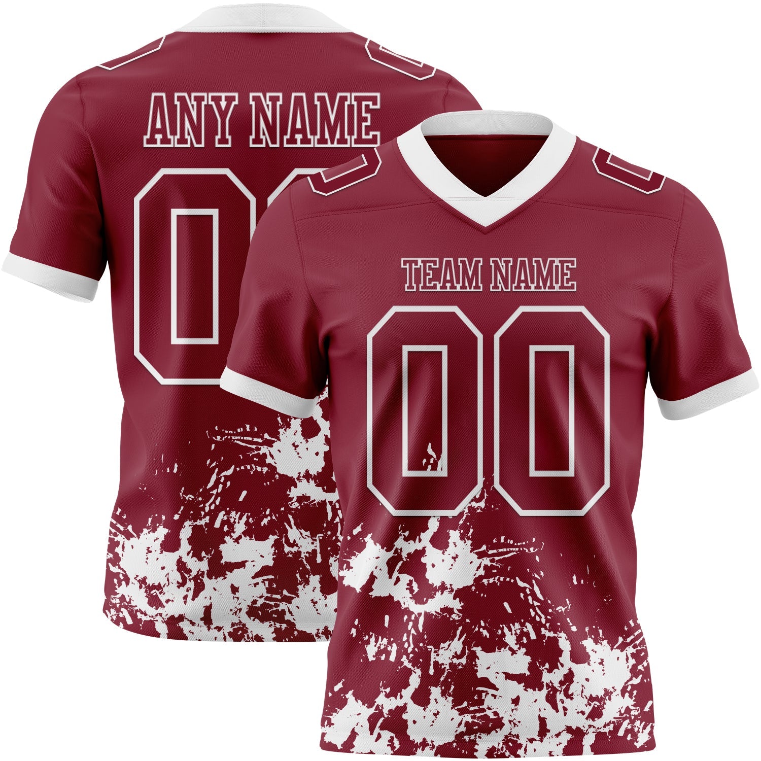 Custom Crimson White 3D Pattern Splash Authentic Football Jersey - Main View