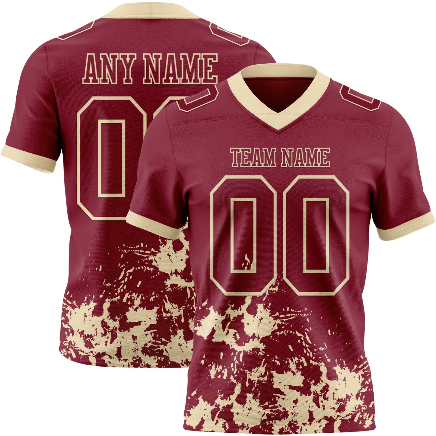 Custom Crimson Cream 3D Pattern Splash Authentic Football Jersey - Main View
