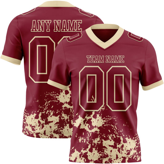 Custom Crimson Cream 3D Pattern Splash Authentic Football Jersey - Main View