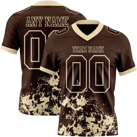 Custom Brown Cream 3D Pattern Splash Authentic Football Jersey - Main View